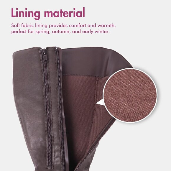 Hawkwell Women's Brown Wide Calf Knee High Double Zipper Synthetic Riding Boots - Picture 6 of 6